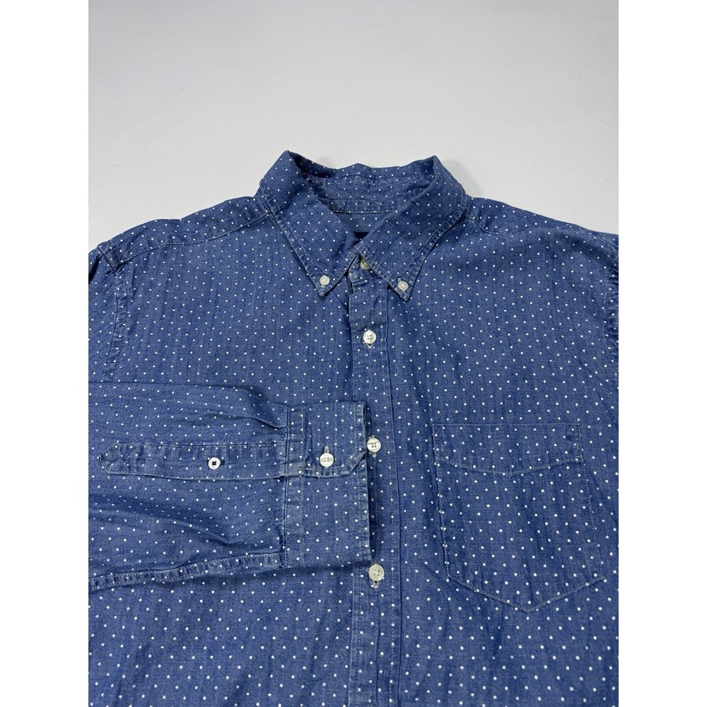 American Eagle Classic Fit Men's XL Polka Dot Denim Button Shirt Western Cowboy